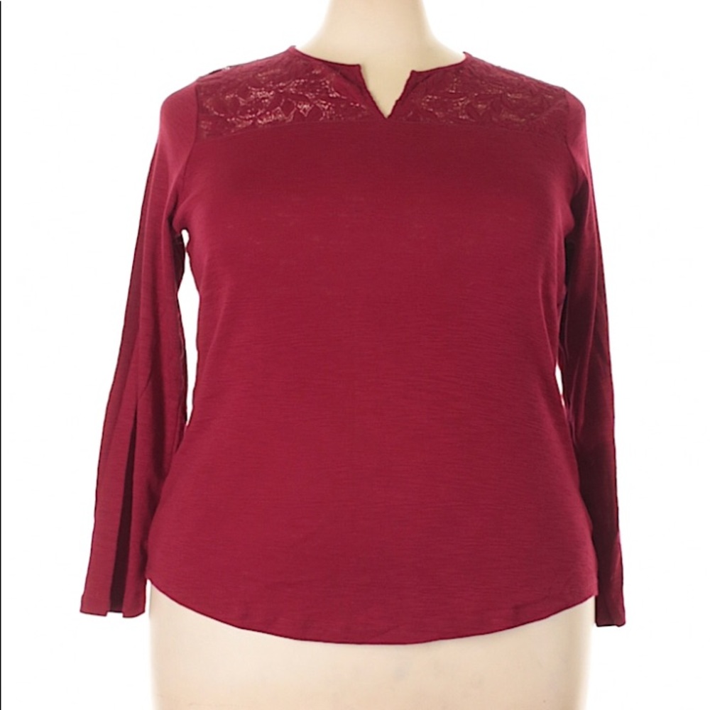 Chaps Burgundy Lace Blouse